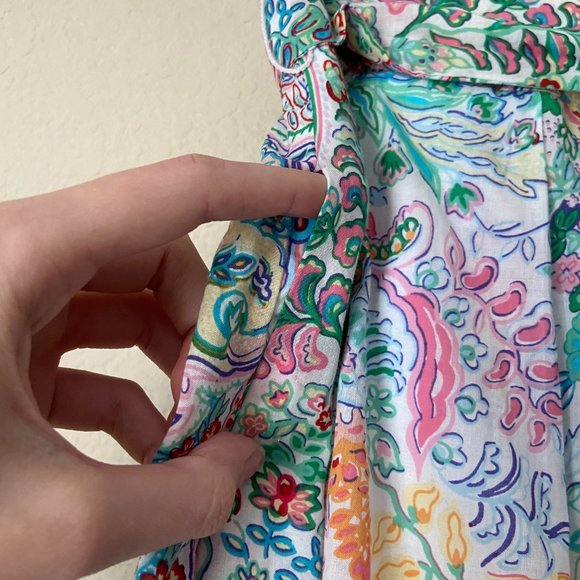 Talbots 16 Festive Floral Paisley Pleated Tie Waist Midi Skirt - Picture 6 of 12